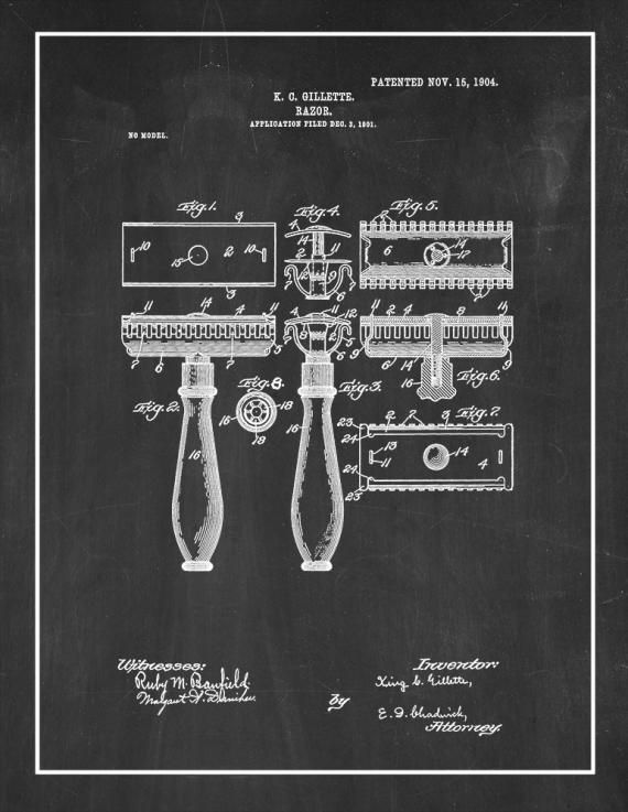 Gillette Razor Patent Print