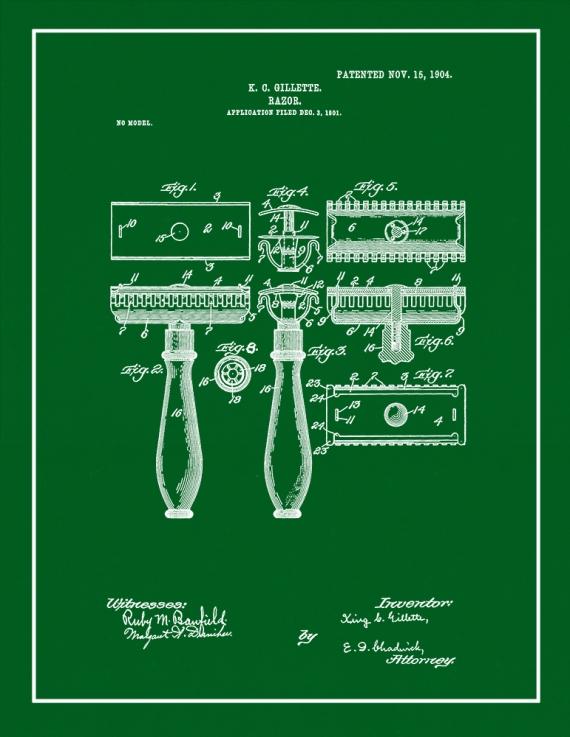 Gillette Razor Patent Print