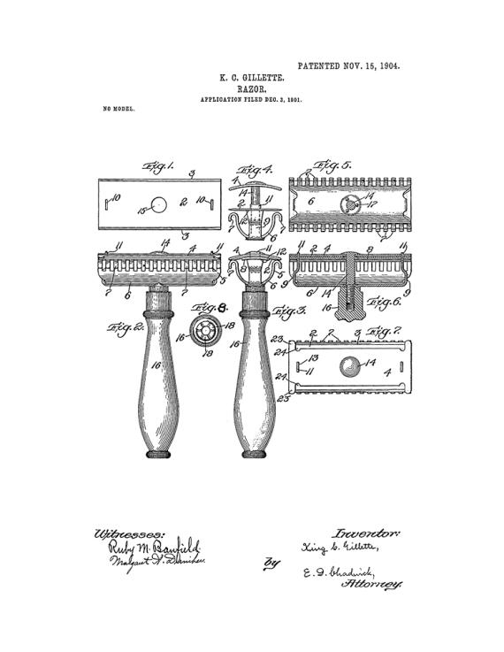 Gillette Razor Patent Print