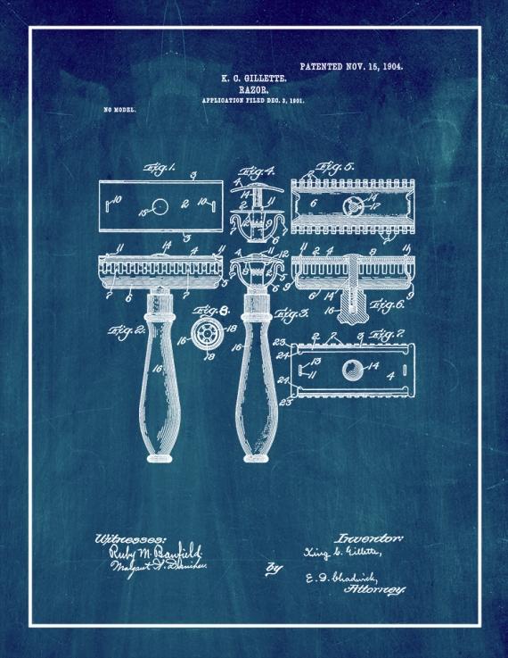 Gillette Razor Patent Print
