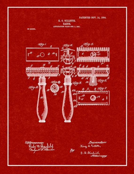 Gillette Razor Patent Print