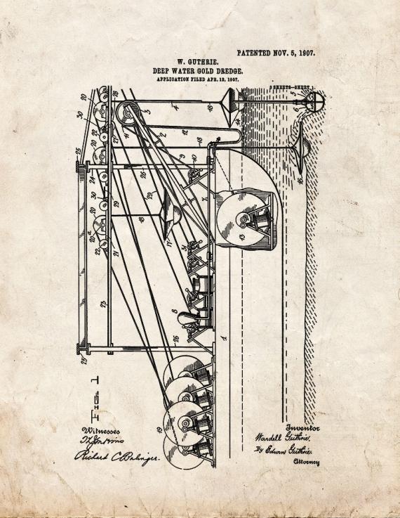 Deep-water Gold-dredge Patent Print