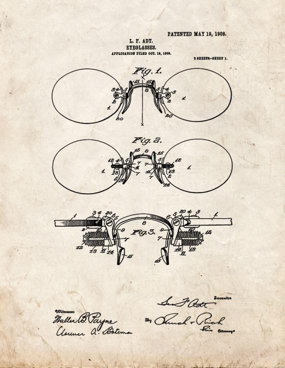 Eyeglasses Patent Print