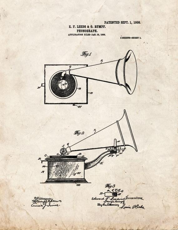 Phonograph Patent Print