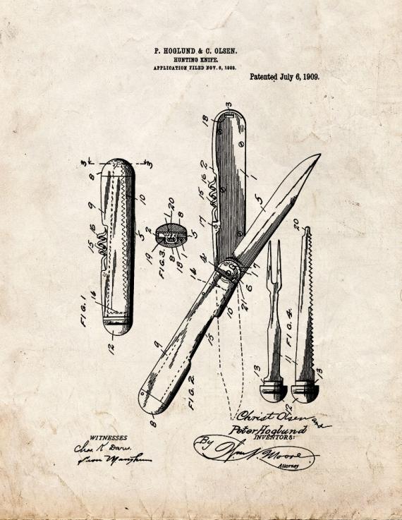 Hunting Knife Patent Print