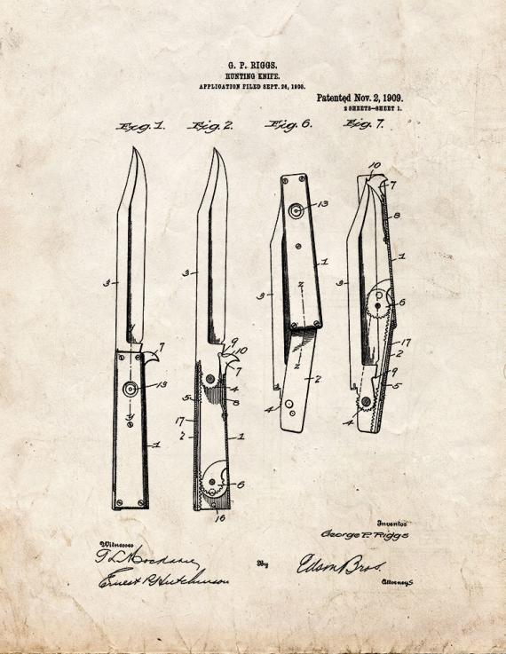 Hunting Knife Patent Print