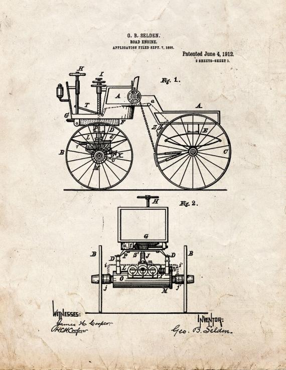 Road Engine Patent Print