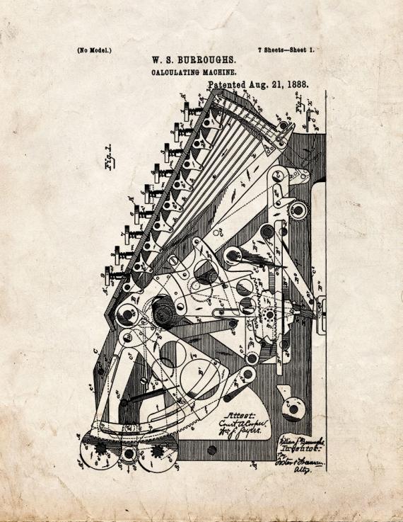 Calculating Machine Patent Print