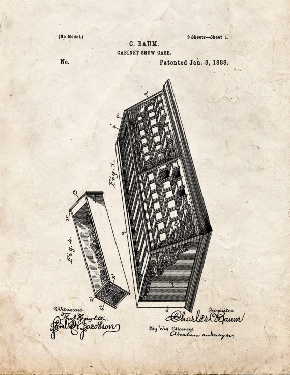 Cabinet Showcase Patent Print
