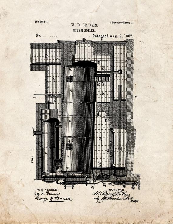 Steam Boiler Patent Print