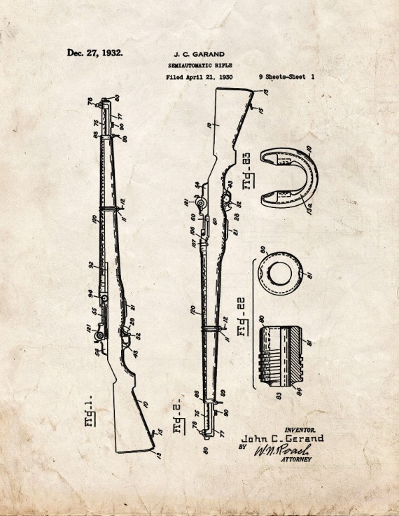 Semiautomatic Rifle Patent Print
