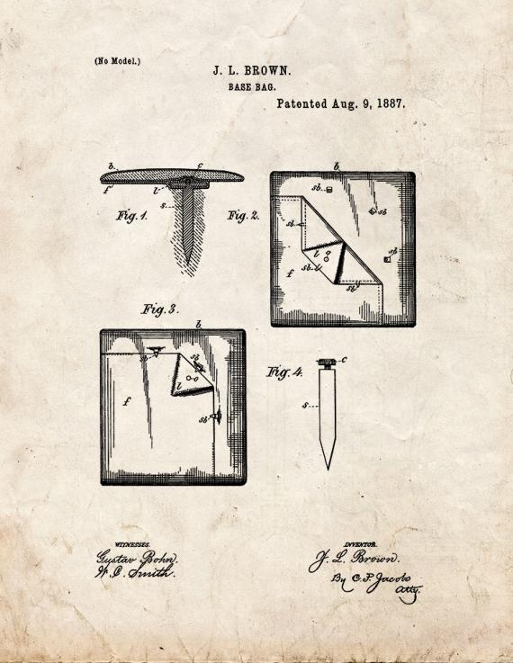 Baseball Bag Patent Print