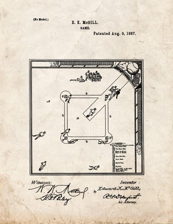 Baseball Game Patent Print