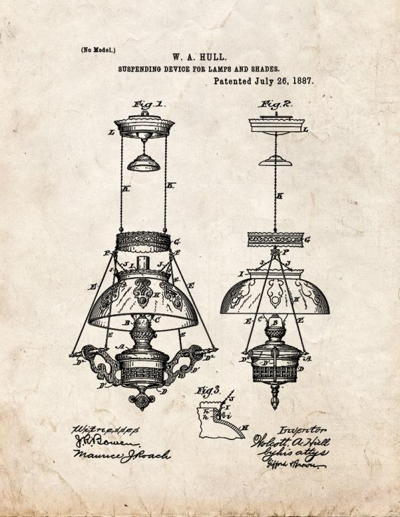 Suspending Device For Lamps And Shades Patent Print