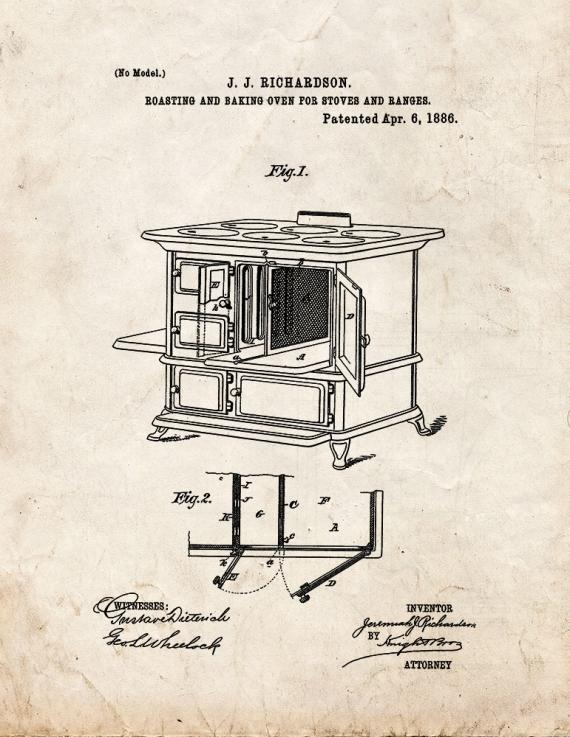 Roasting And Baking Oven For Stoves And Ranges Patent Print