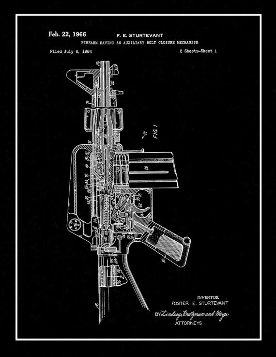Colt AR-15 Semi-Automatic Rifle Patent Print