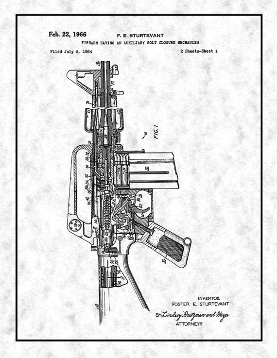 Colt AR-15 Semi-Automatic Rifle Patent Print