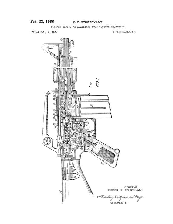 Colt AR-15 Semi-Automatic Rifle Patent Print