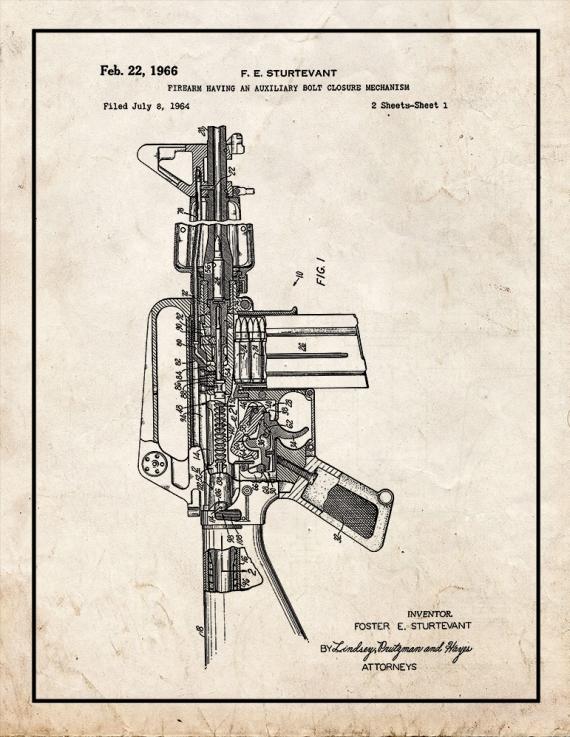 Colt AR-15 Semi-Automatic Rifle Patent Print