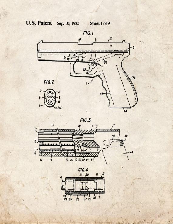 Glock 17 Gun Patent Print