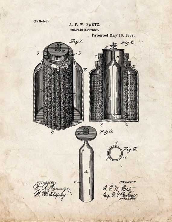 Voltaic Battery Patent Print