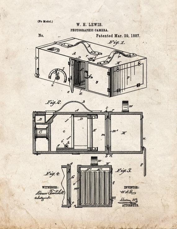 Photographic Camera Patent Print