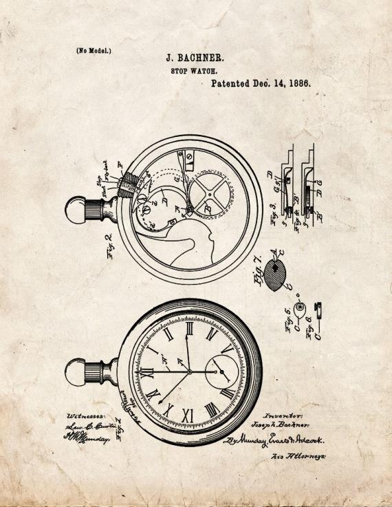 Stop Watch Patent Print