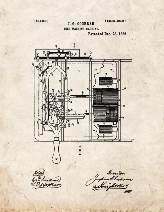 Dish Washing Machine Patent Print