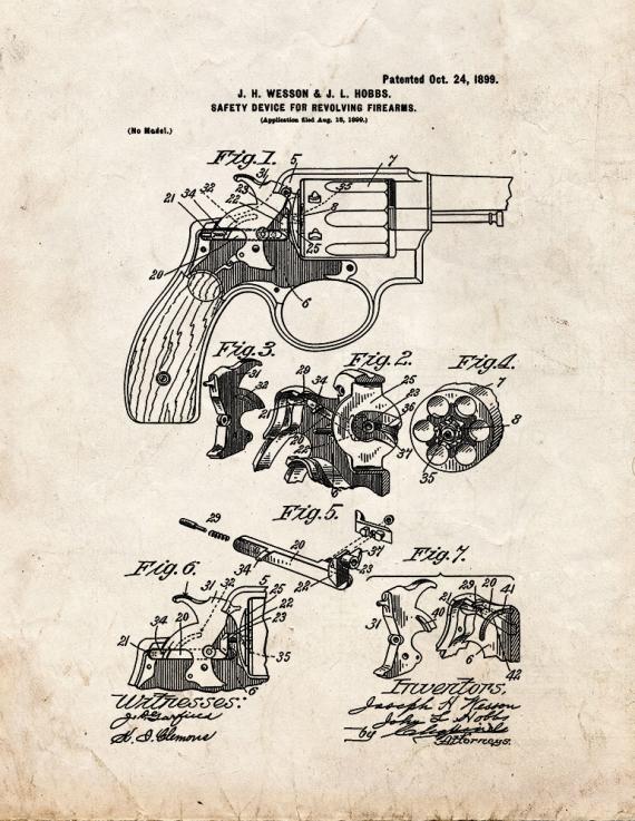 Safety Device For Revolving Firearms Patent Print