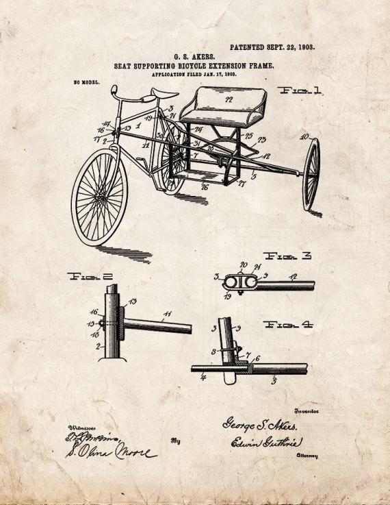 Seat-supporting Bicycle Extension-frame Patent Print