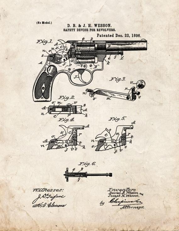 Wesson Safety Device For Revolvers Patent Print