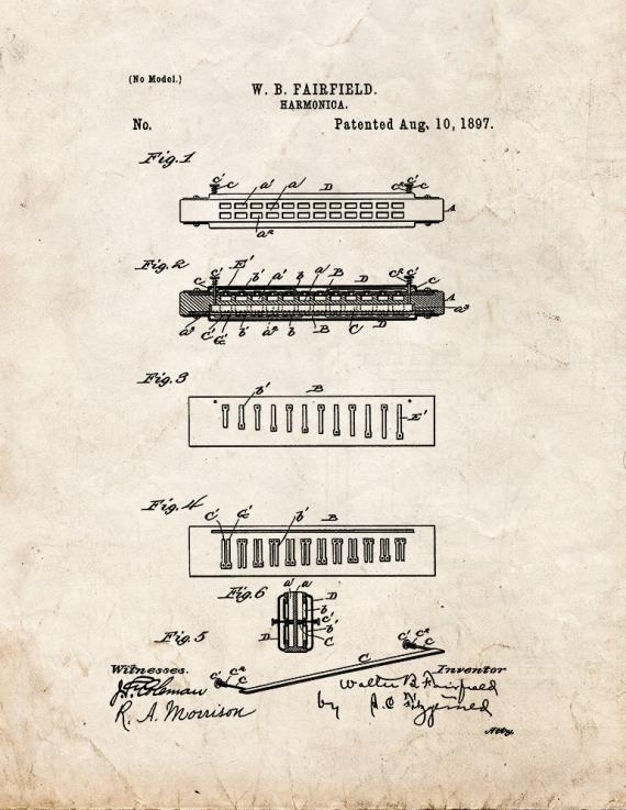 Harmonica Patent Print