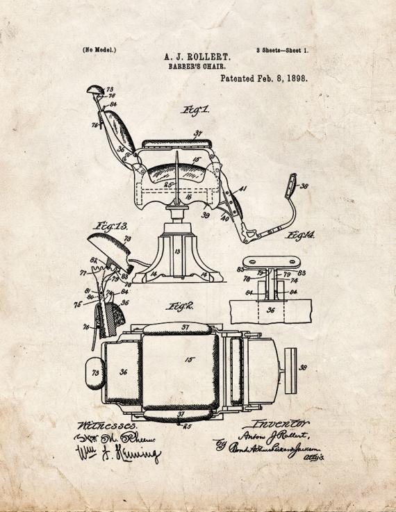 Barber's Chair Patent Print