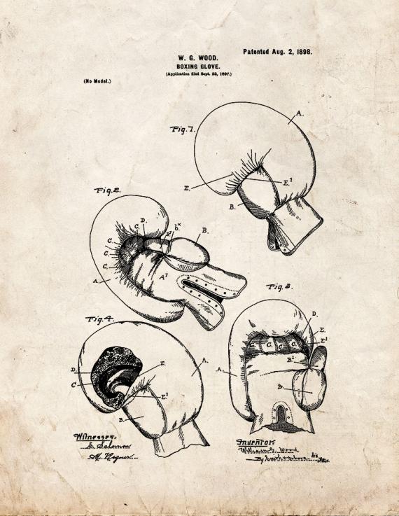 Boxing Glove Patent Print