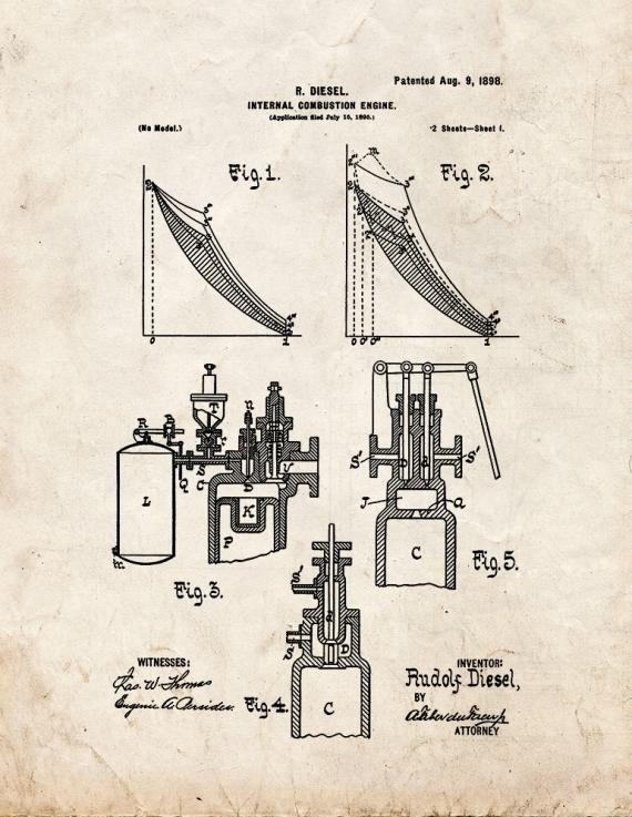 Internal Combustion Engine Patent Print