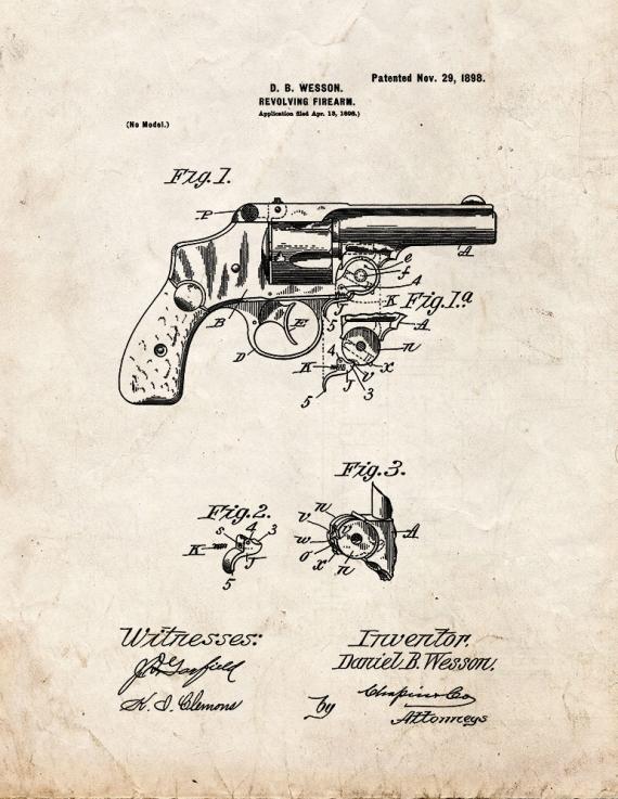 Wesson Revolving Firearm Patent Print