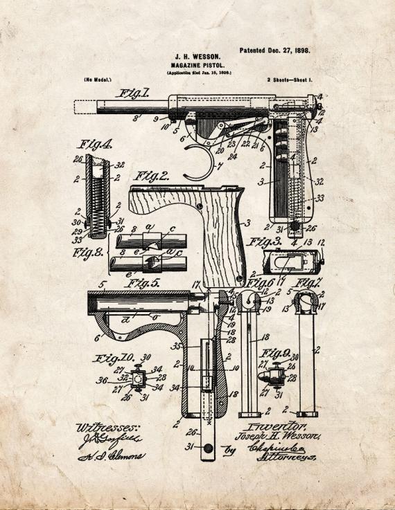 Wesson Magazine Pistol Patent Print