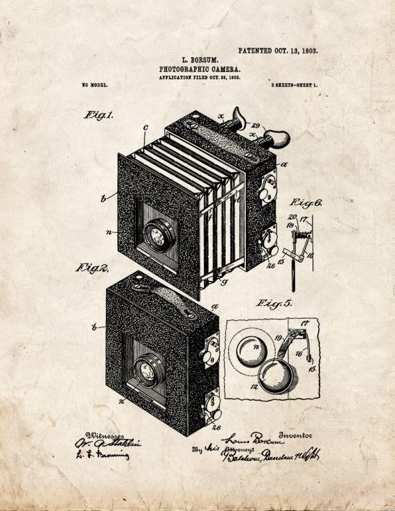 Photographic Camera Patent Print