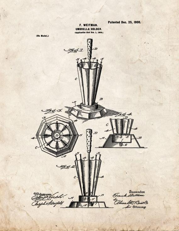 Umbrella Holder Patent Print
