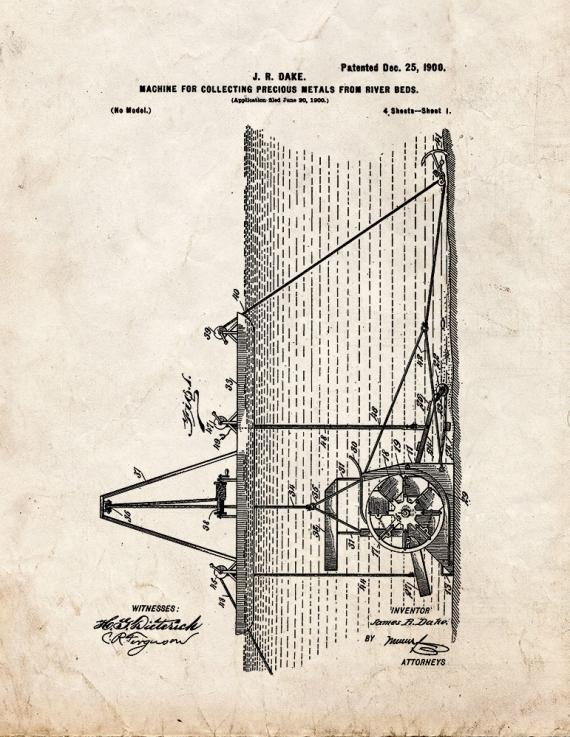 Machine For Collecting Precious Metals From River-beds Patent Print