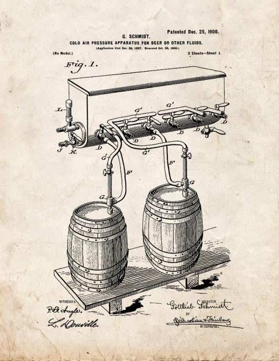 Cold-air-pressure Apparatus For Beer Or Other Fluids Patent Print