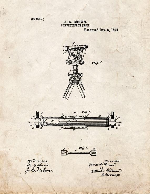 Surveyor's Transit Patent Print