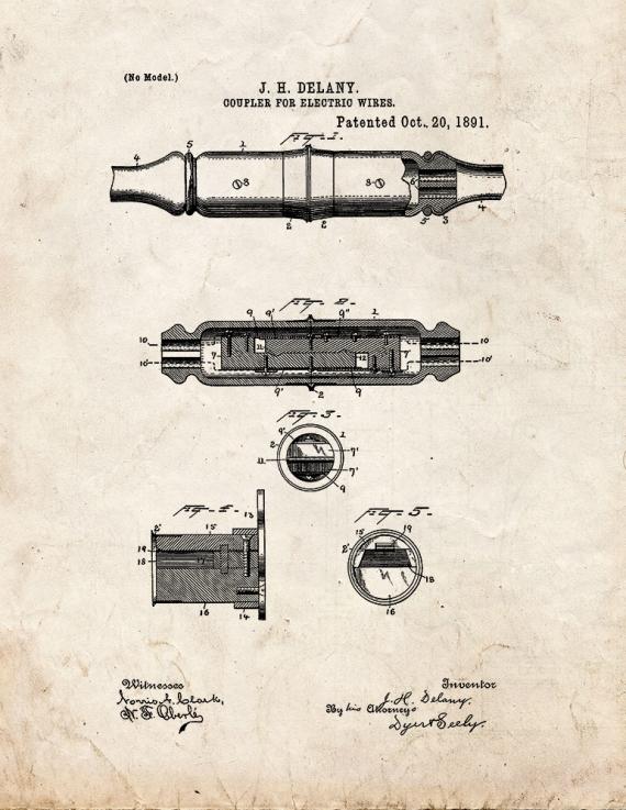 Coupler For Electric Wires Patent Print