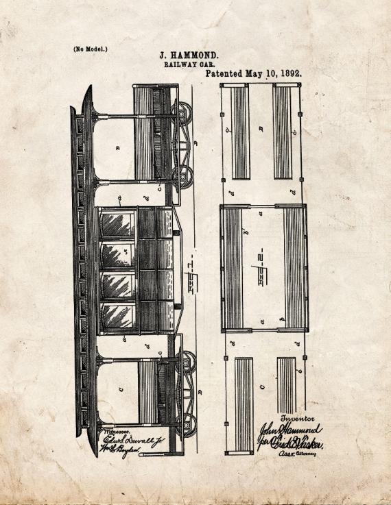 Railway Car Patent Print