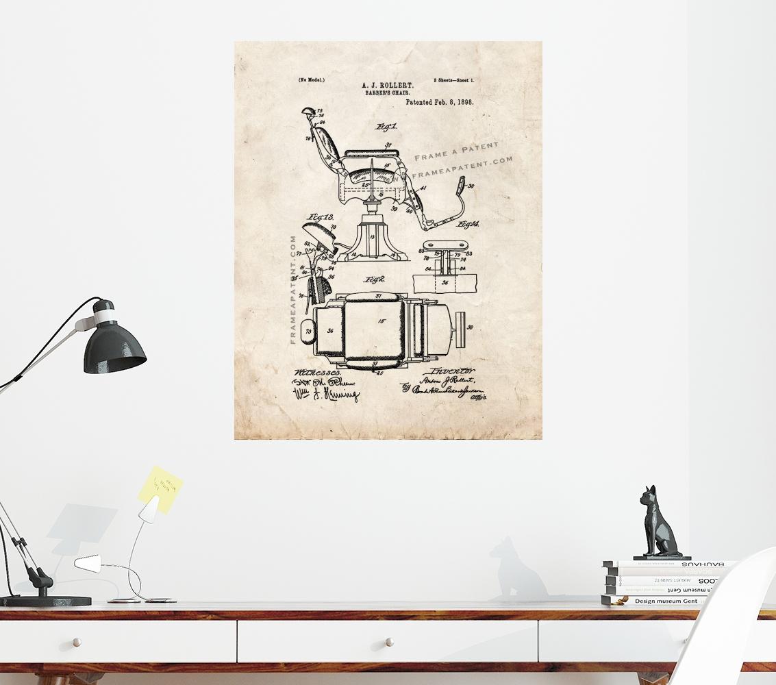 Barber/'s Chair Patent Print Old Look